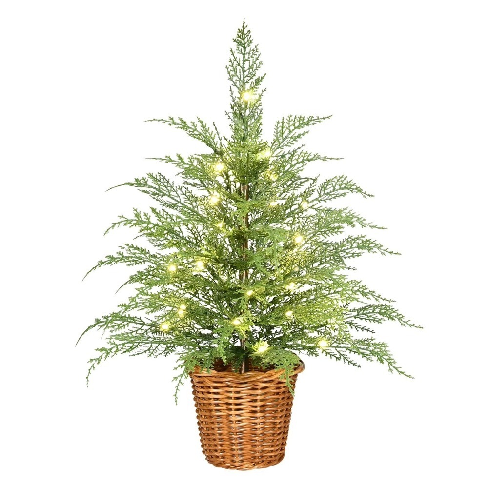My Texas House 24" Pre-Lit Cypress Artificial Christmas Tree Twinkle LED Lights